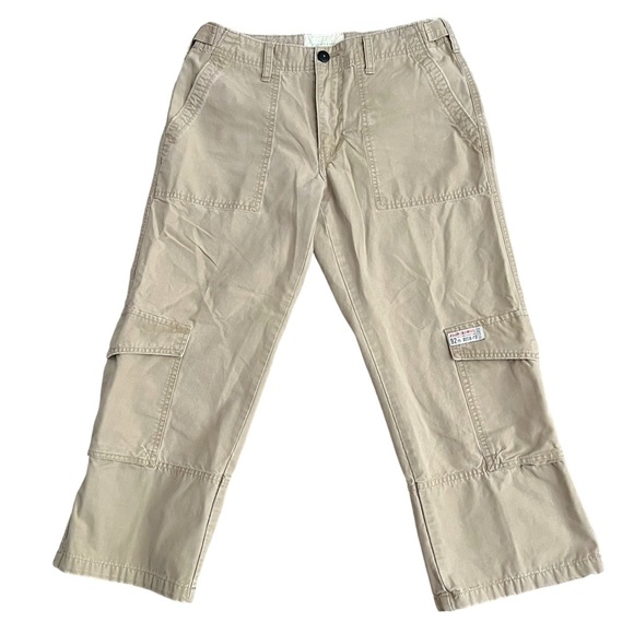 Vintage 1990s Abercrombie & Fitch Paratroop Issue A92 Khaki Tan Cargo Crop Pants - Picture 1 of 13